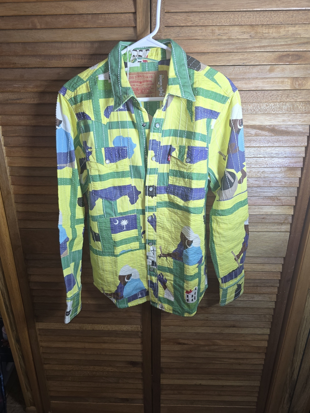 Patterned Lightweight Shirt Jacket in Yellow & Green